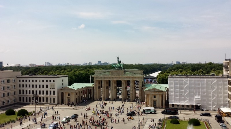 Brandenburger Tor and Mercedes Benz Fashion Week Zelt